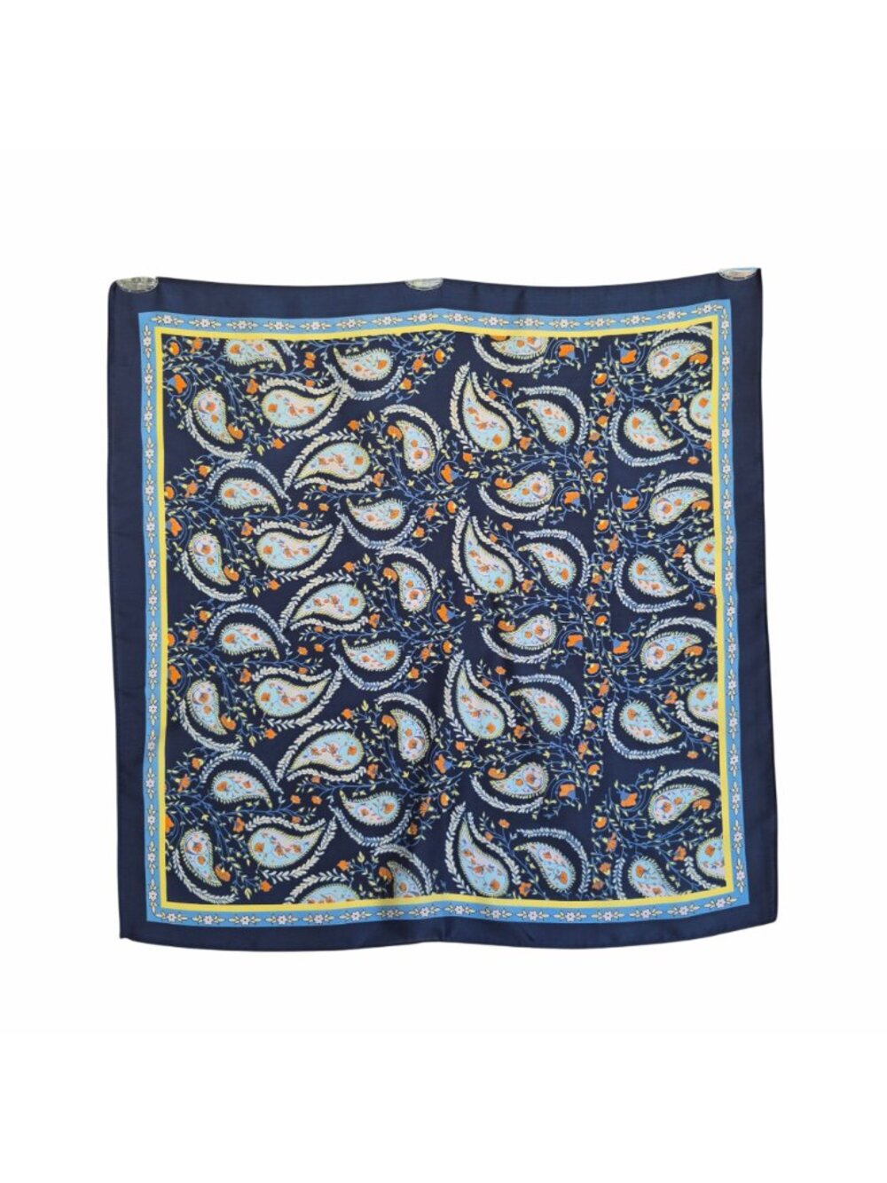 Elegant Navy Blue Floral Paisley Silky Satin Square Scarf Fashion Neck Accessory - Picture 5 of 6